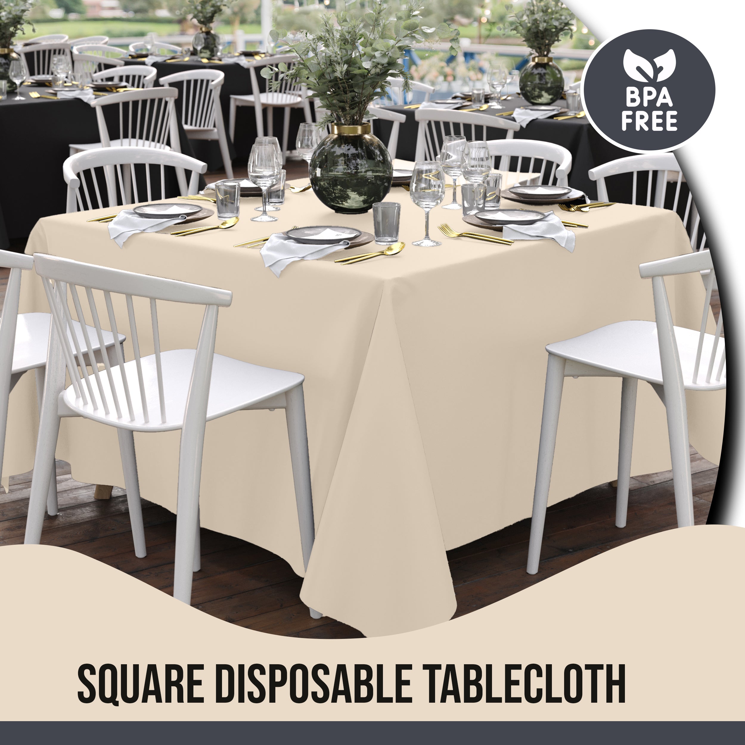 Premium Square Ivory Table Cover 85" x 85" | 1 Pack