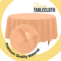 Premium Round Peach Plastic Table Covers | 12 Pack | 84 in.
