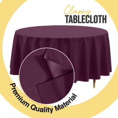 Premium Round Plum Plastic Table Cover | 84 in. | Case of 96