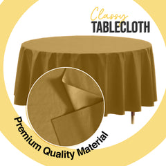 Premium Round Gold Plastic Table Covers | 6 Pack | 84 in.