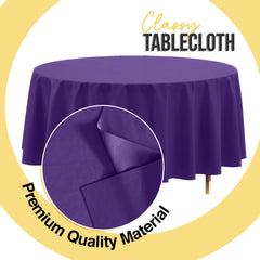 Premium Round Purple Plastic Table Cover | 84 in.