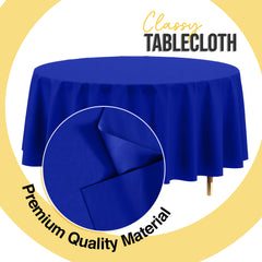 Premium Round Dark Blue Plastic Table Cover | 84 in. | Case of 96