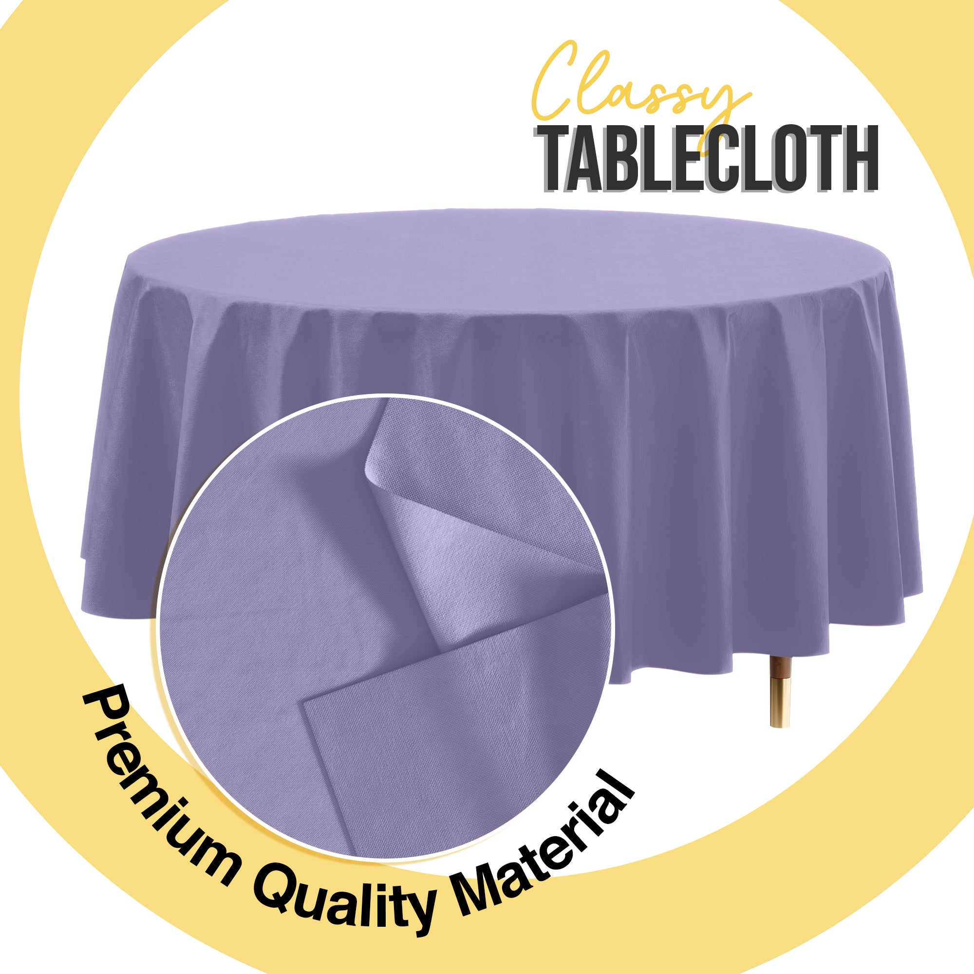 Premium Round Lavender Plastic Table Cover | 84 in.