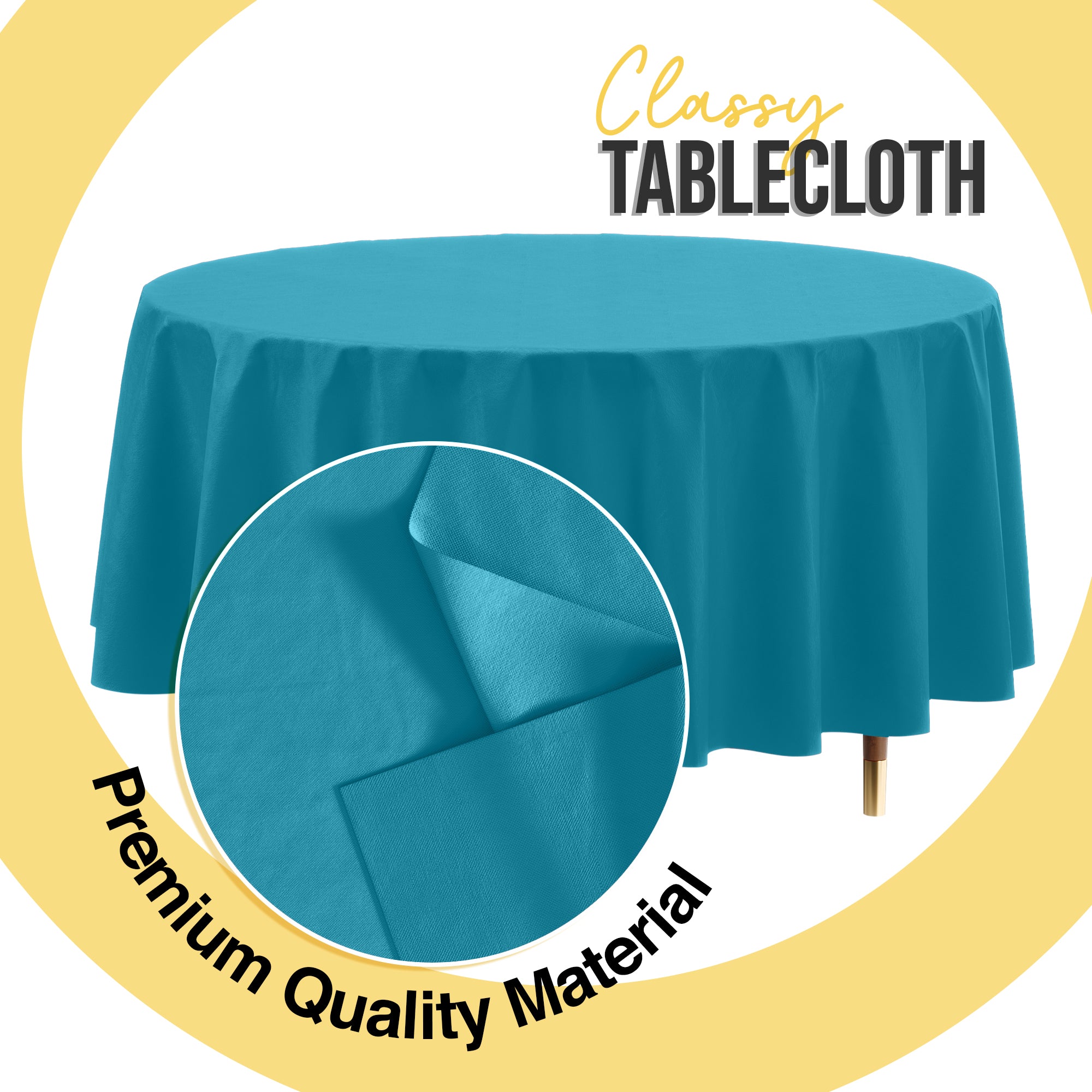 Premium Round Turquoise Plastic Table Covers | 12 Pack | 84 in.