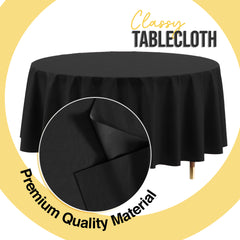 Premium Round Black Plastic Table Cover | 84 in.