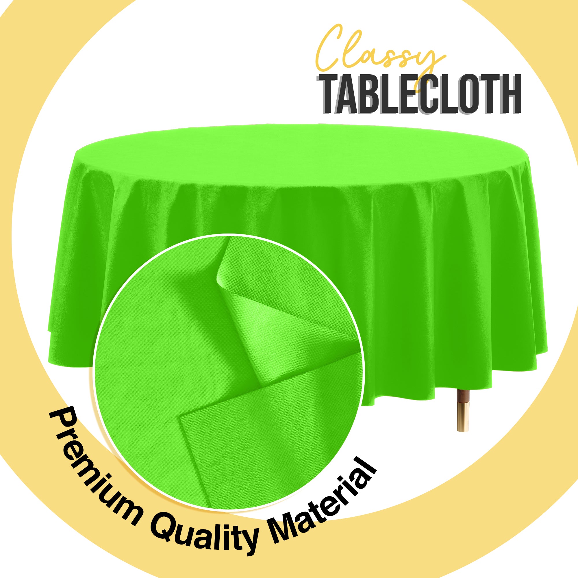 Premium Round Lime Green Plastic Table Cover | 84 in.