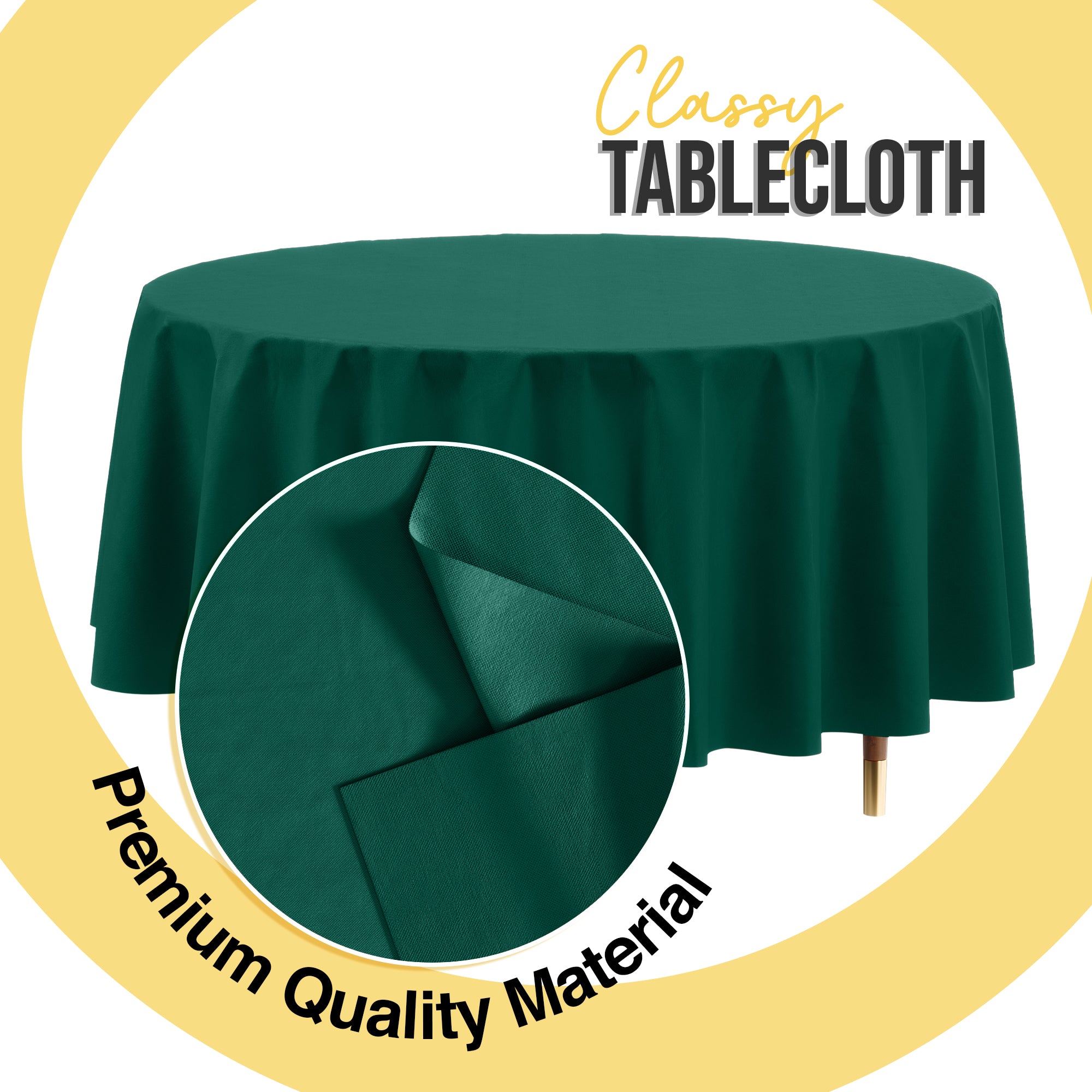 Premium Round Dark Green Plastic Table Cover | 84 in. | Case of 96