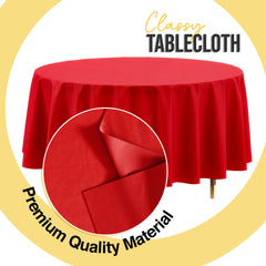 Premium Round Red Plastic Table Cover | 84 in. | Case of 96