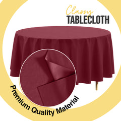 Premium Round Burgundy Plastic Table Cover | 84 in.
