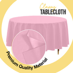 Premium Round Pink Plastic Table Covers | 12 Pack | 84 in.