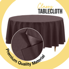 Premium Round Brown Plastic Table Cover | 84 in.
