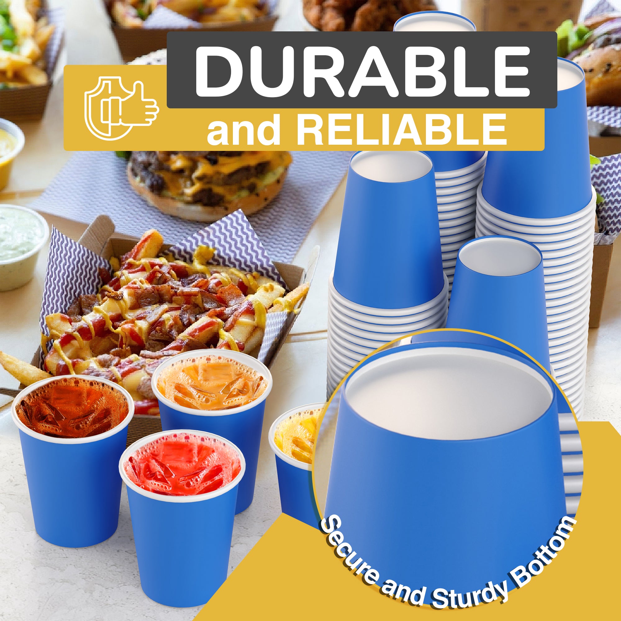 12 Oz. Dark Blue Paper Cups | 20 Count