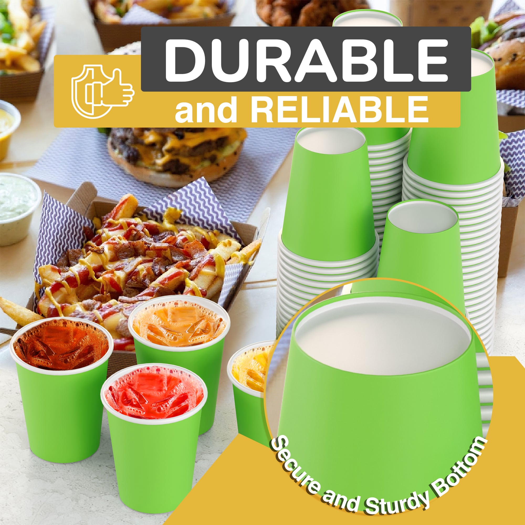 12 Oz. Lime Green Paper Cups | 20 Count