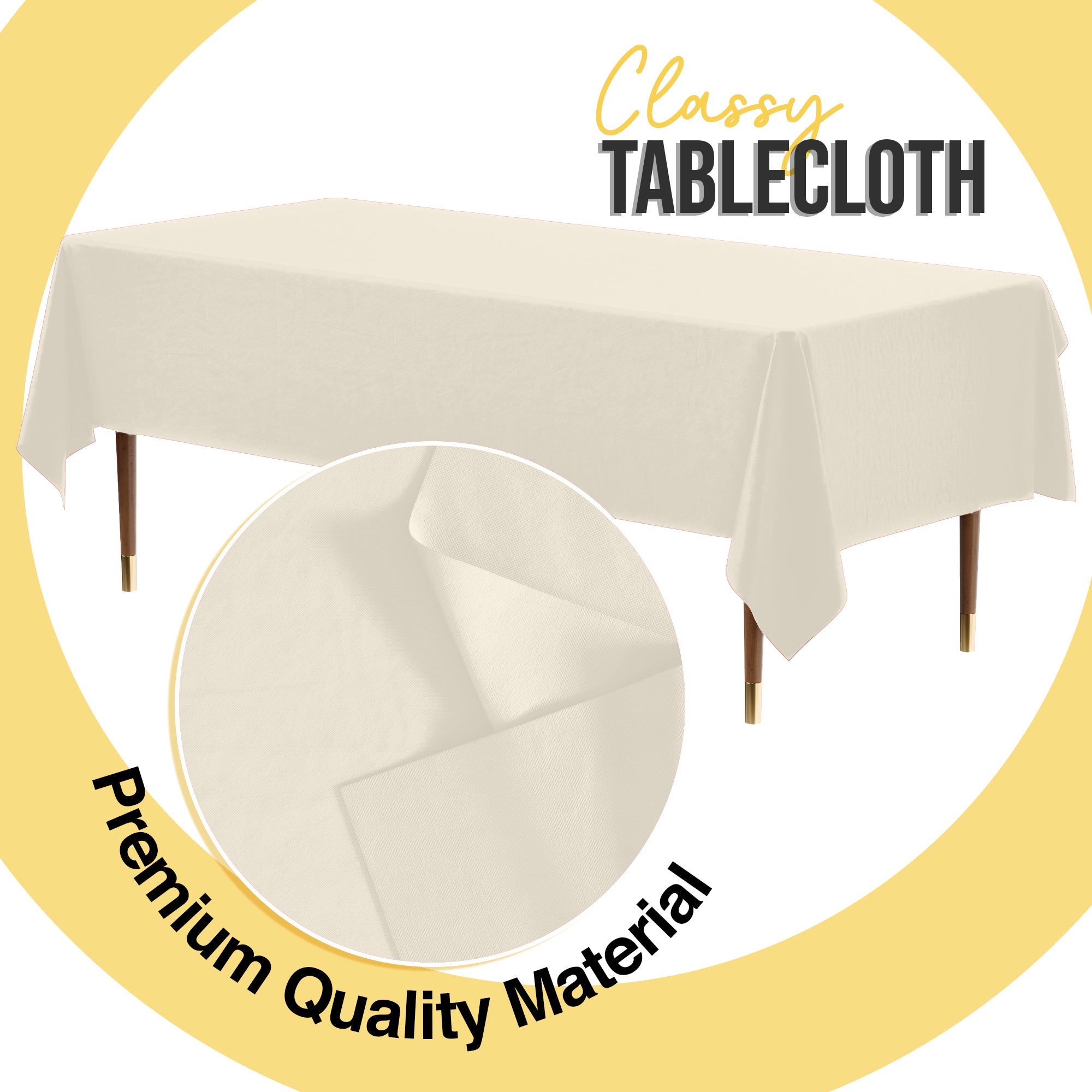 Premium Ivory Plastic Table Cover | 54 in. x 108 in.