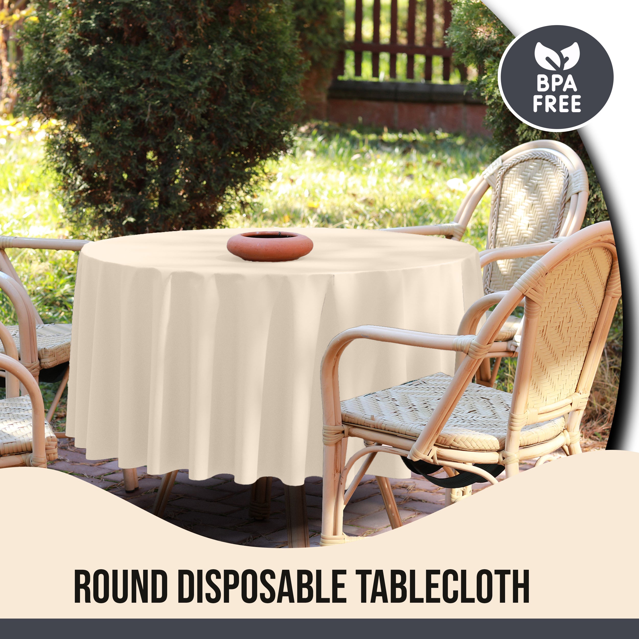 Premium 70" Round Ivory Table Cover