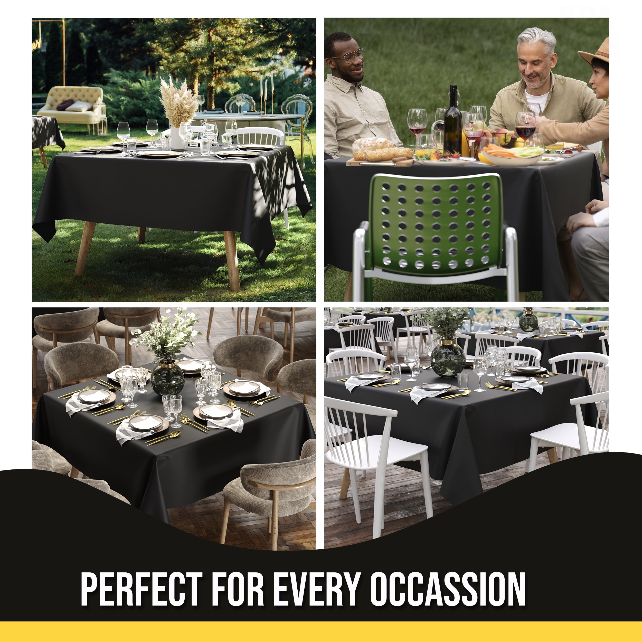 Premium Square Black Table Cover 70" x 70" | 1 Pack