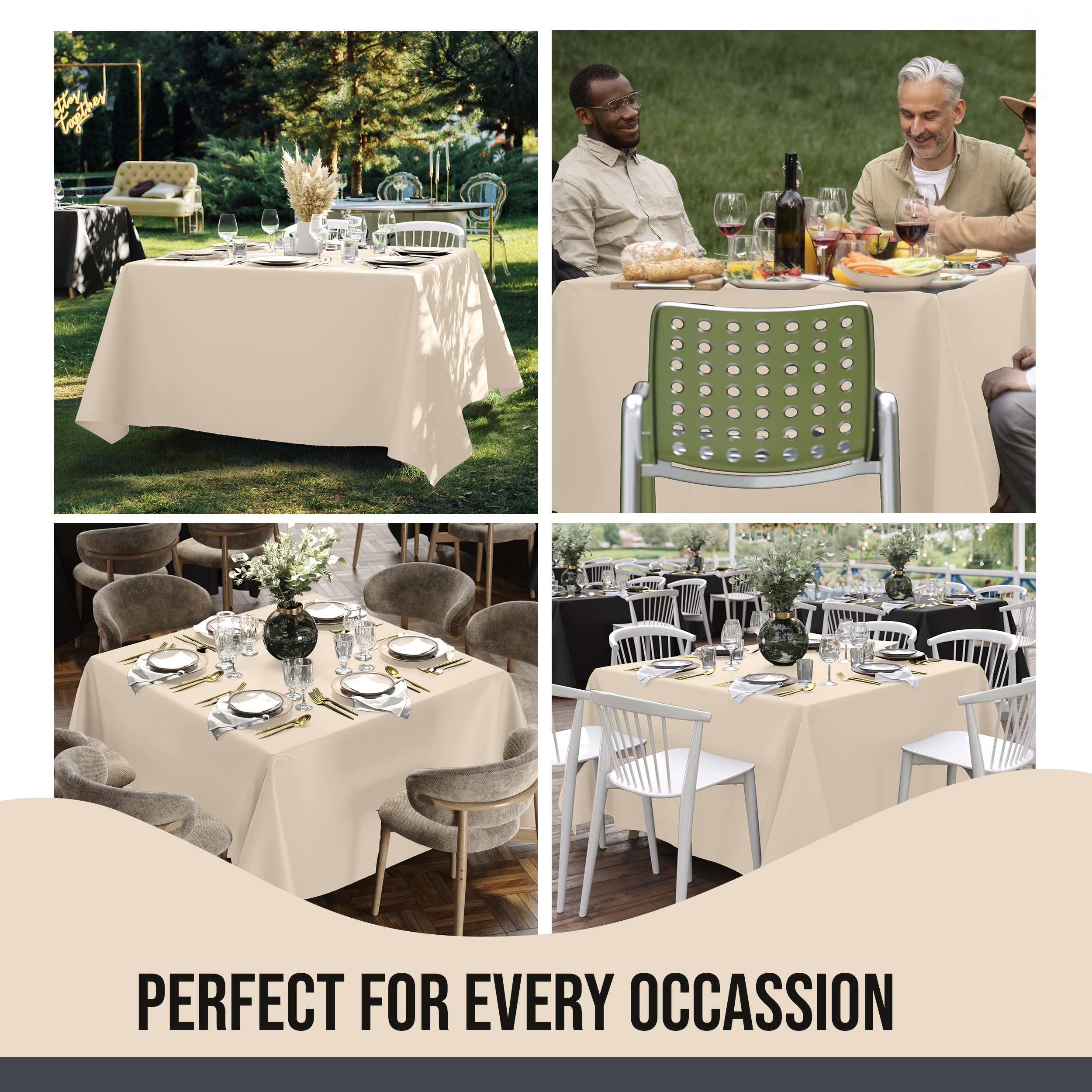Premium Square Ivory Table Cover 85" x 85" | 1 Pack
