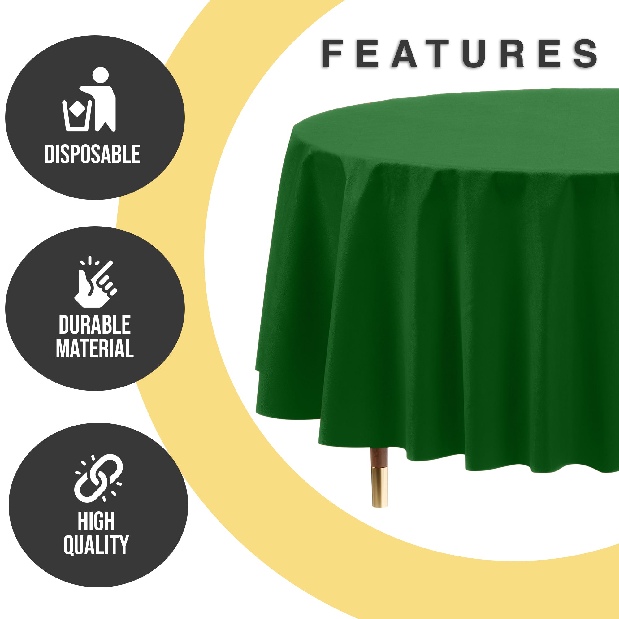 Premium Round Emerald Green Plastic Table Covers | 12 Pack | 84 in.