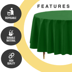 Premium Round Emerald Green Plastic Table Covers | 12 Pack | 84 in.