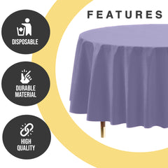 Premium Round Lavender Plastic Table Covers | 12 Pack | 84 in.