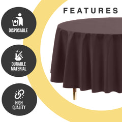 Premium Round Brown Plastic Table Cover | 84 in.