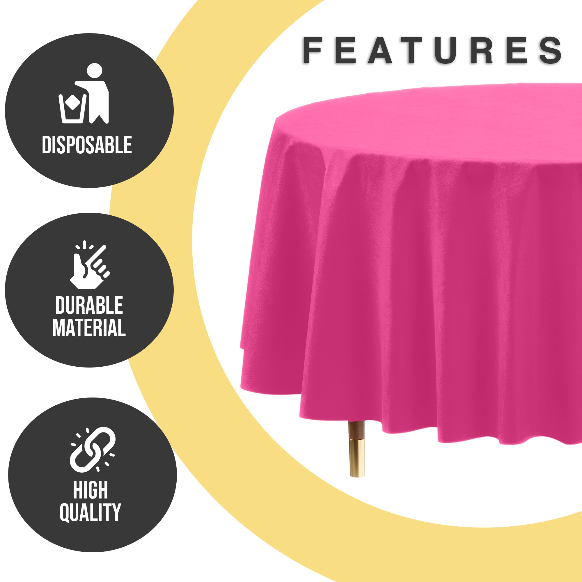 Premium Round Cerise Plastic Table Covers | 12 Pack | 84 in.