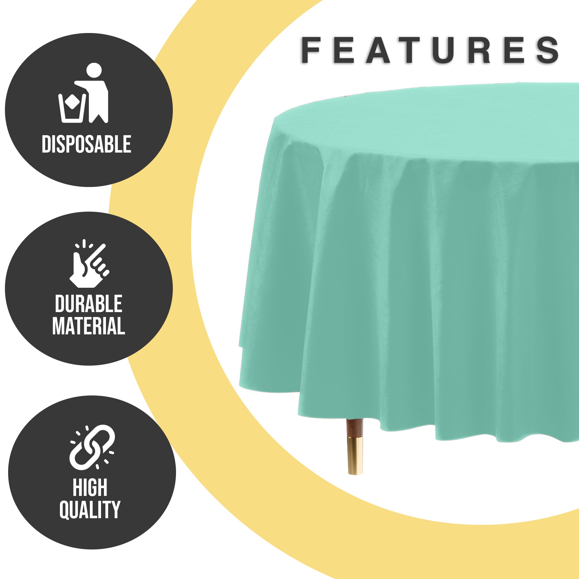 Premium Round Mint Plastic Table Cover | 84 in.