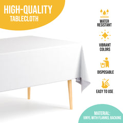 White Flannel Backed Plastic Table Cover  | 54 in. x 108 in.