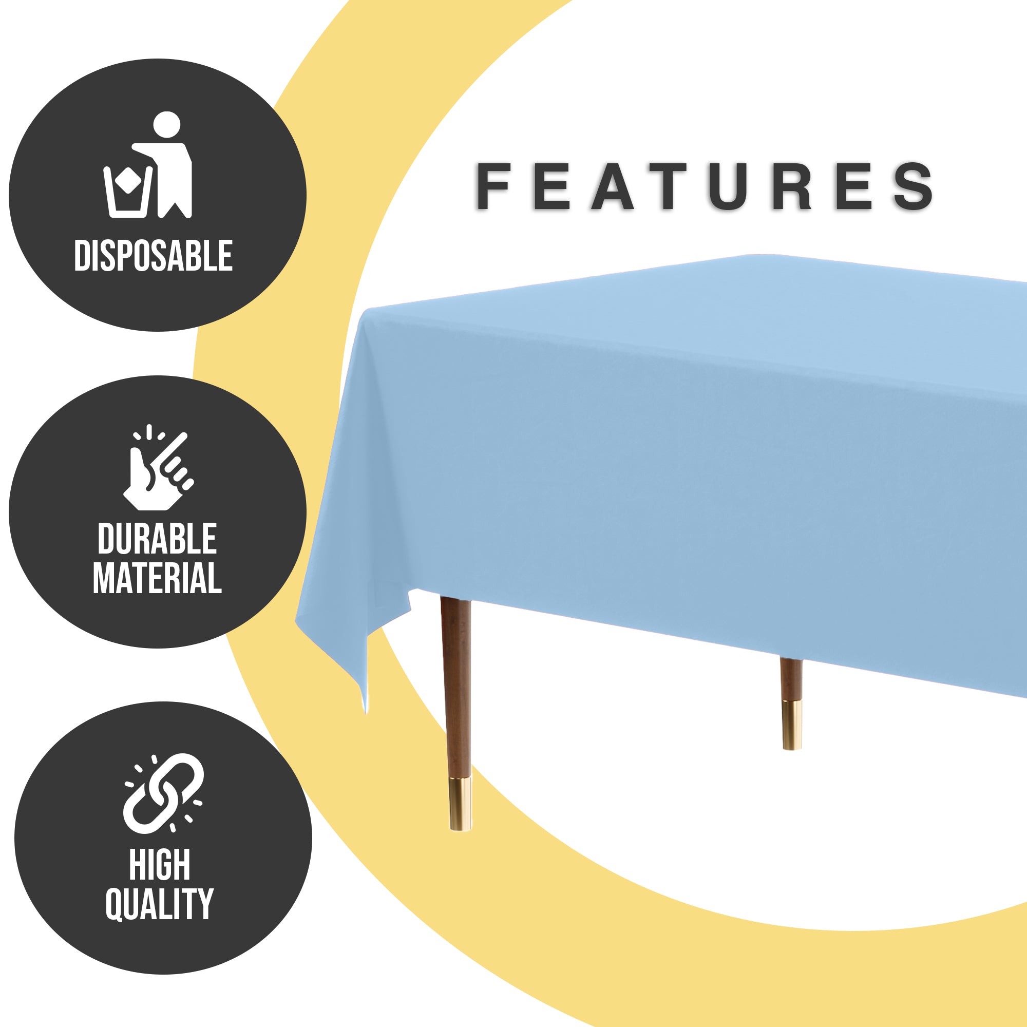 Premium Light Blue Plastic Table Cover | 54 in. x 108 in.