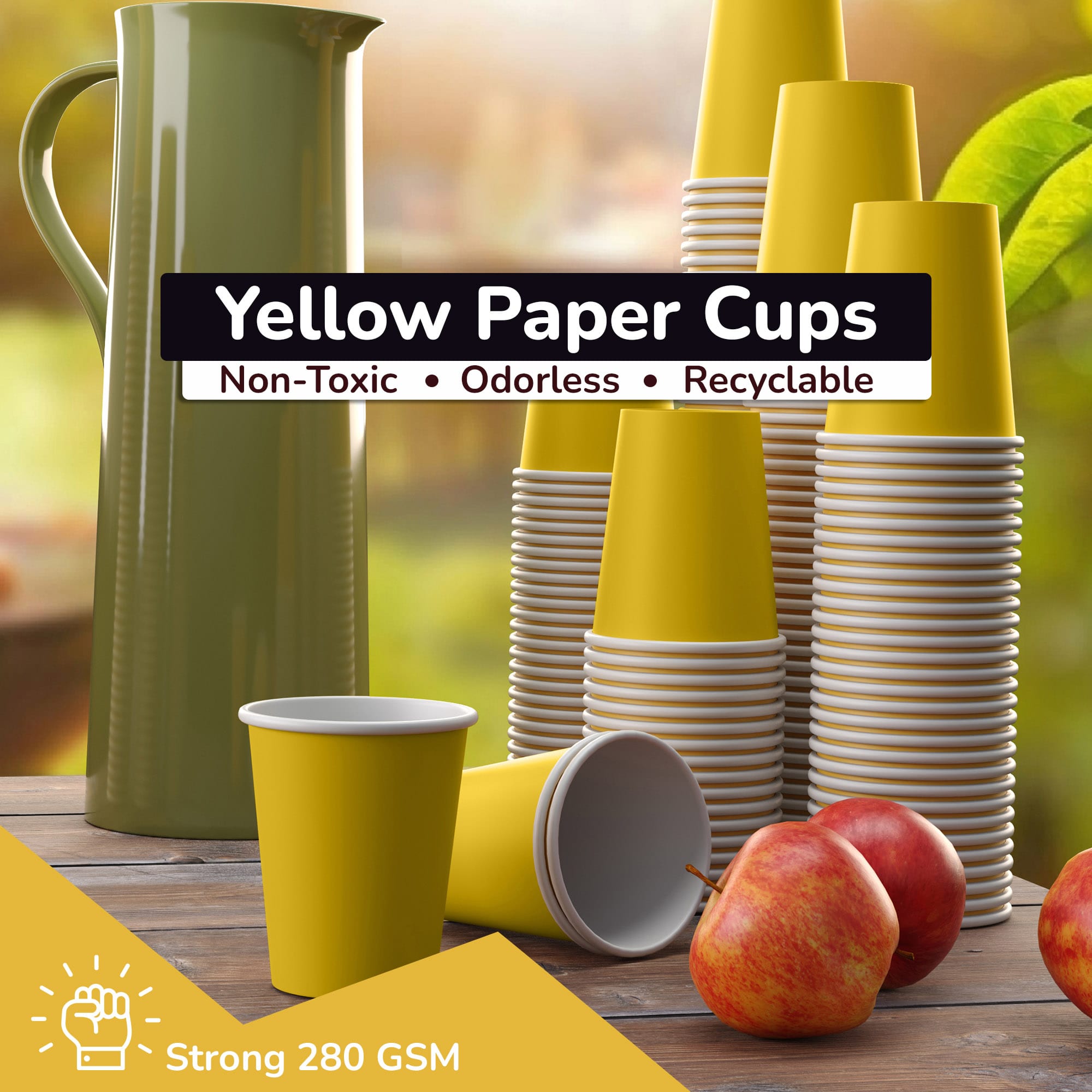 12 Oz. Yellow Paper Cups | 20 Count