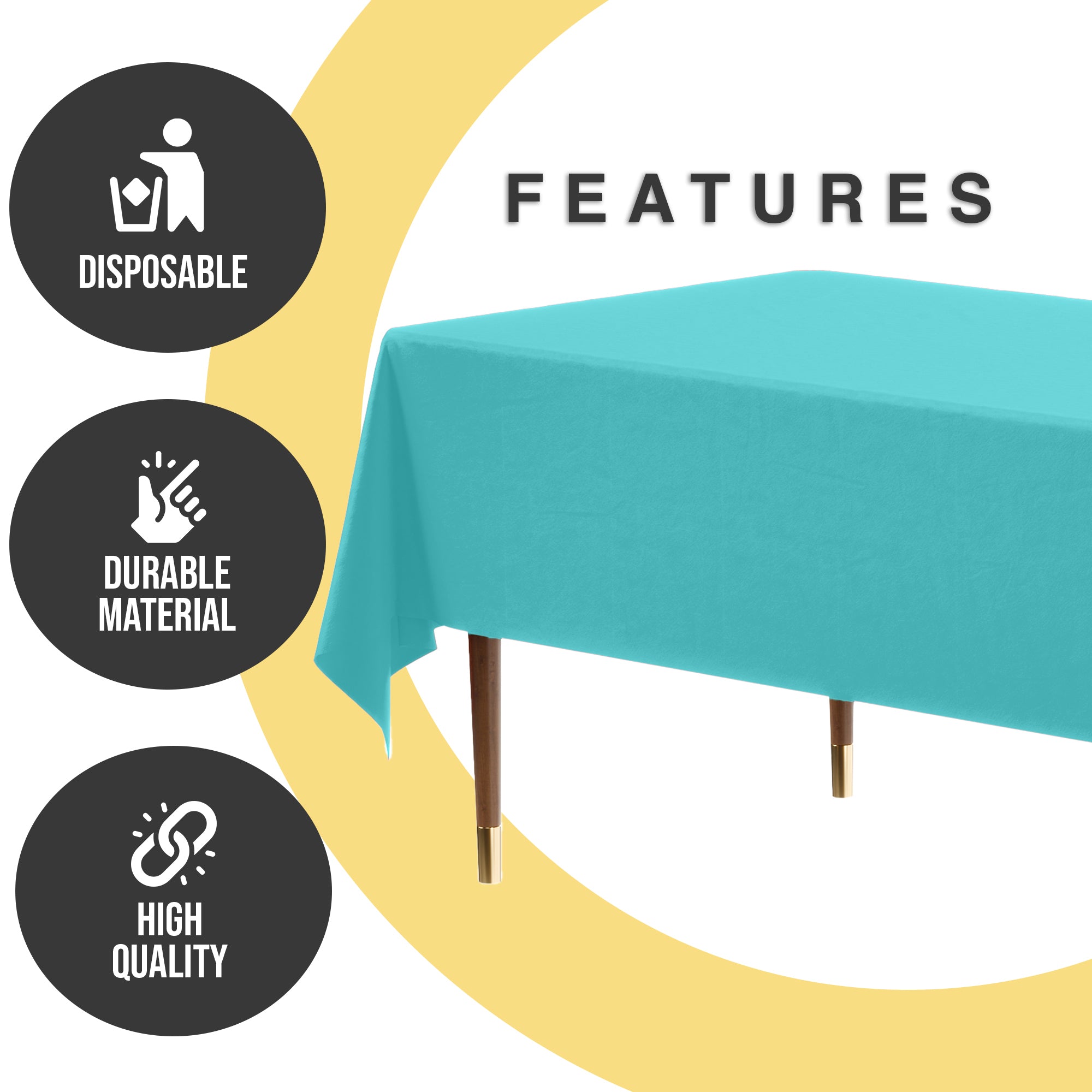 Premium Aqua Blue Plastic Table Cover | 54 in. x 108 in.