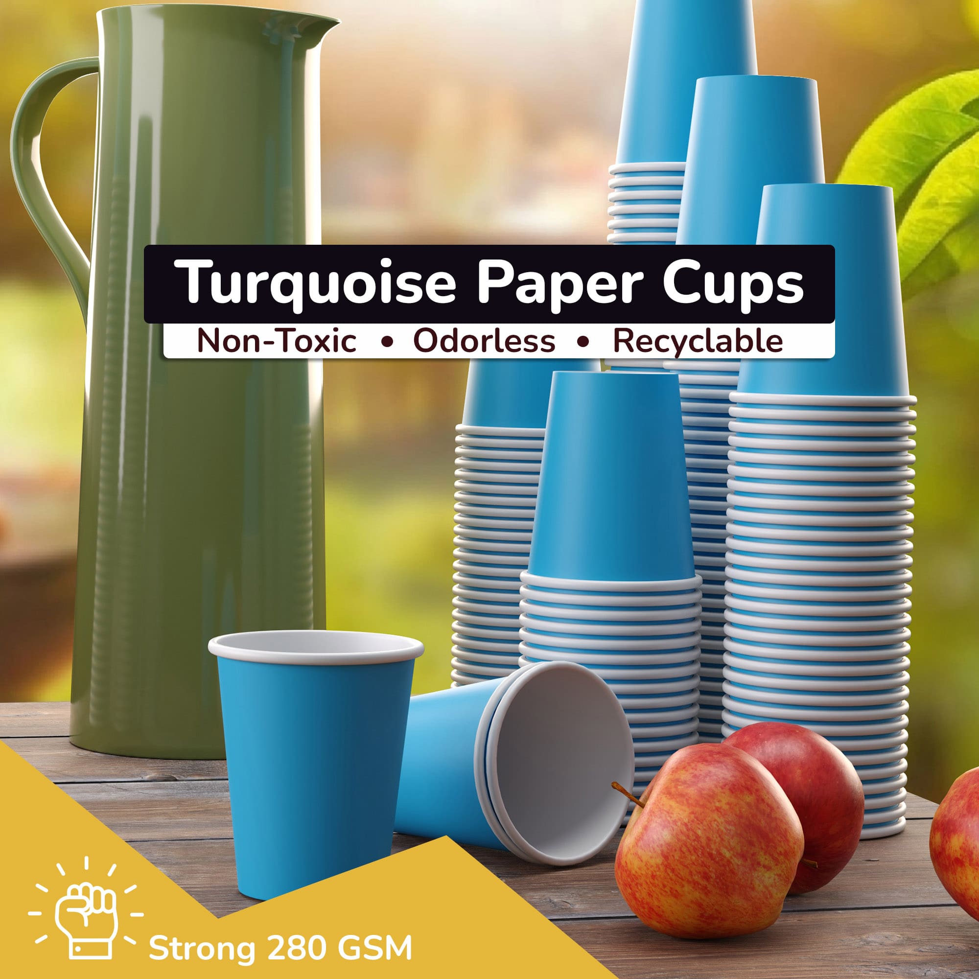 12 Oz. Turquoise Paper Cups | 20 Count