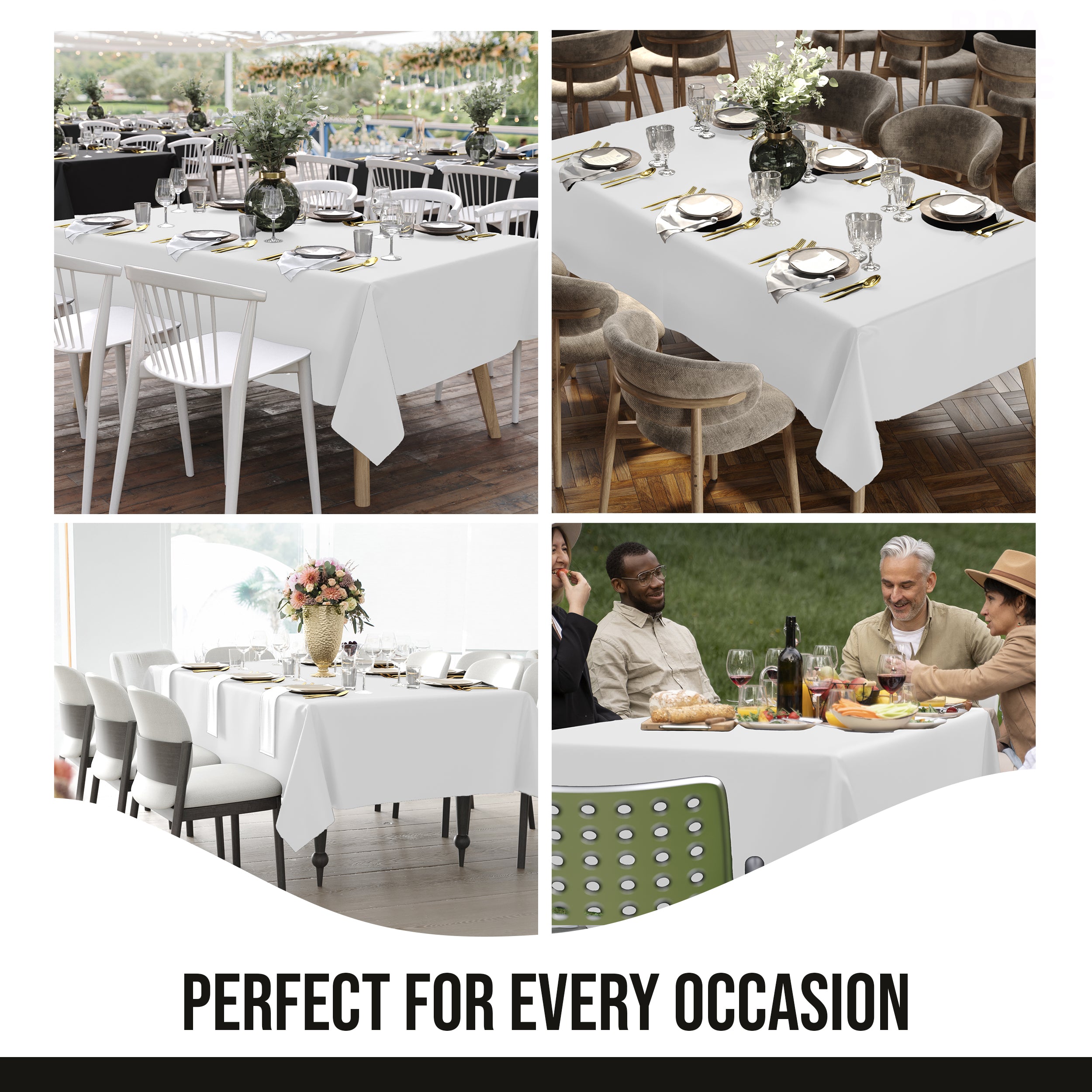 Premium White Rectangle Table Cover 60" x 85" | 1 Pack