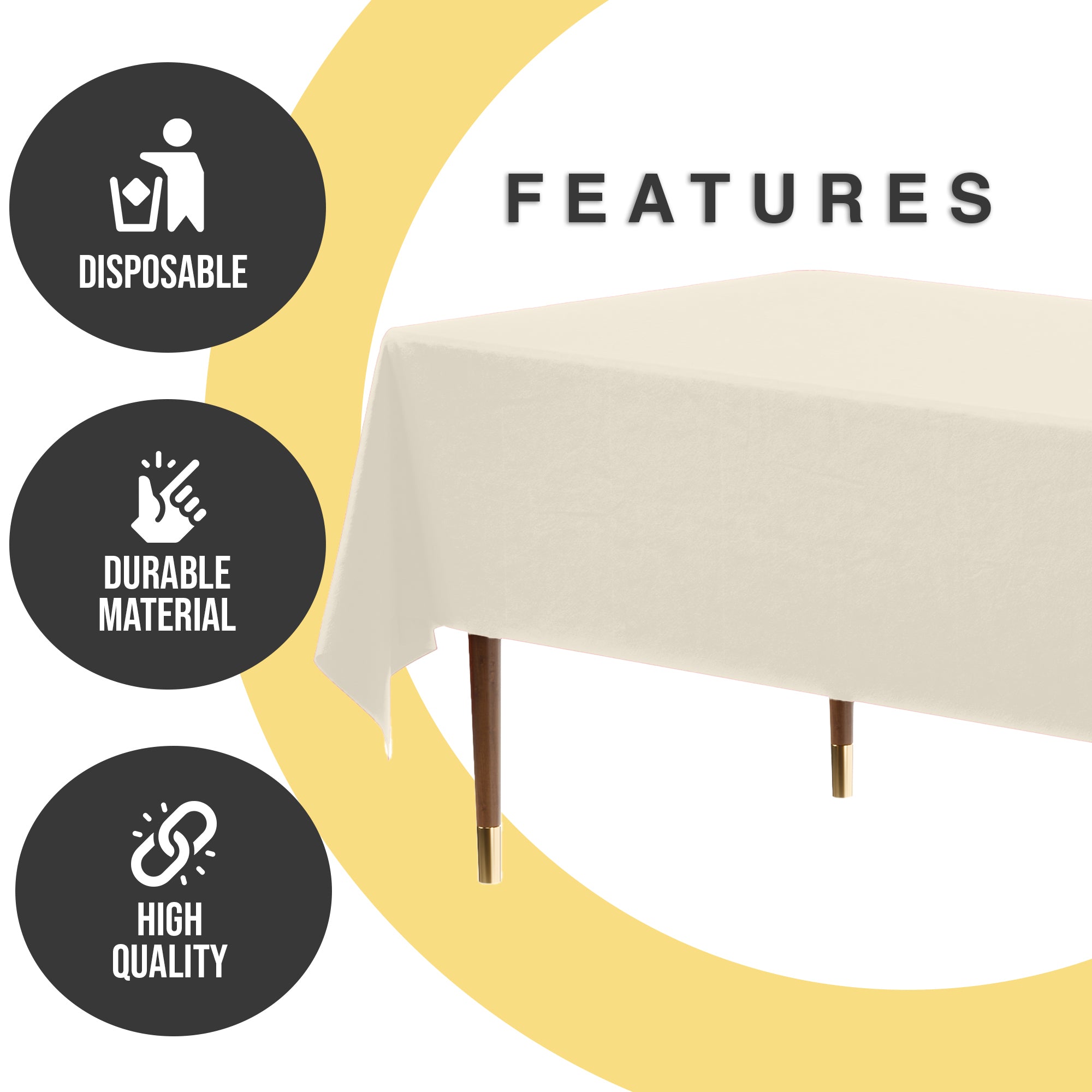 Premium Ivory Plastic Table Cover | 54 in. x 108 in.