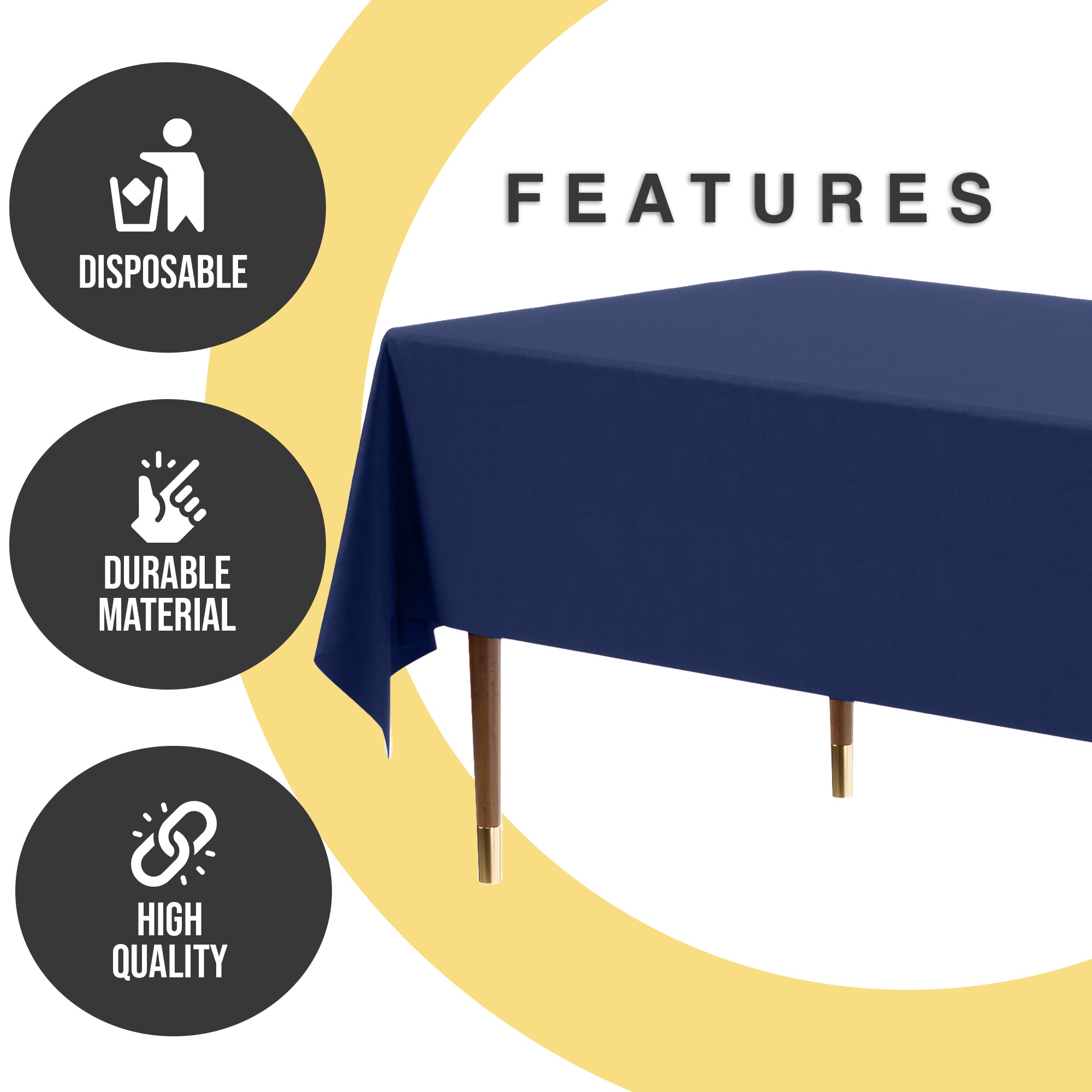 Premium Navy Blue Plastic Table Covers | 6 Pack | 54 in. x 108 in.