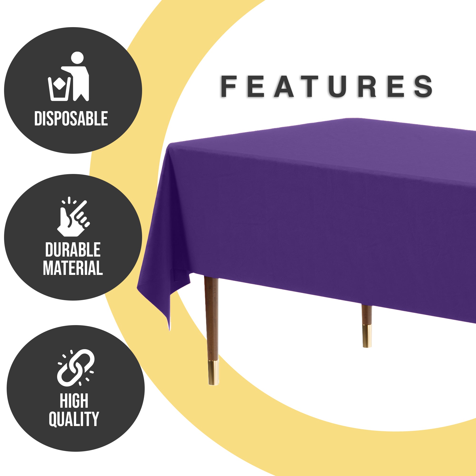 Premium Purple Plastic Table Cover | 54 in. x 108 in.