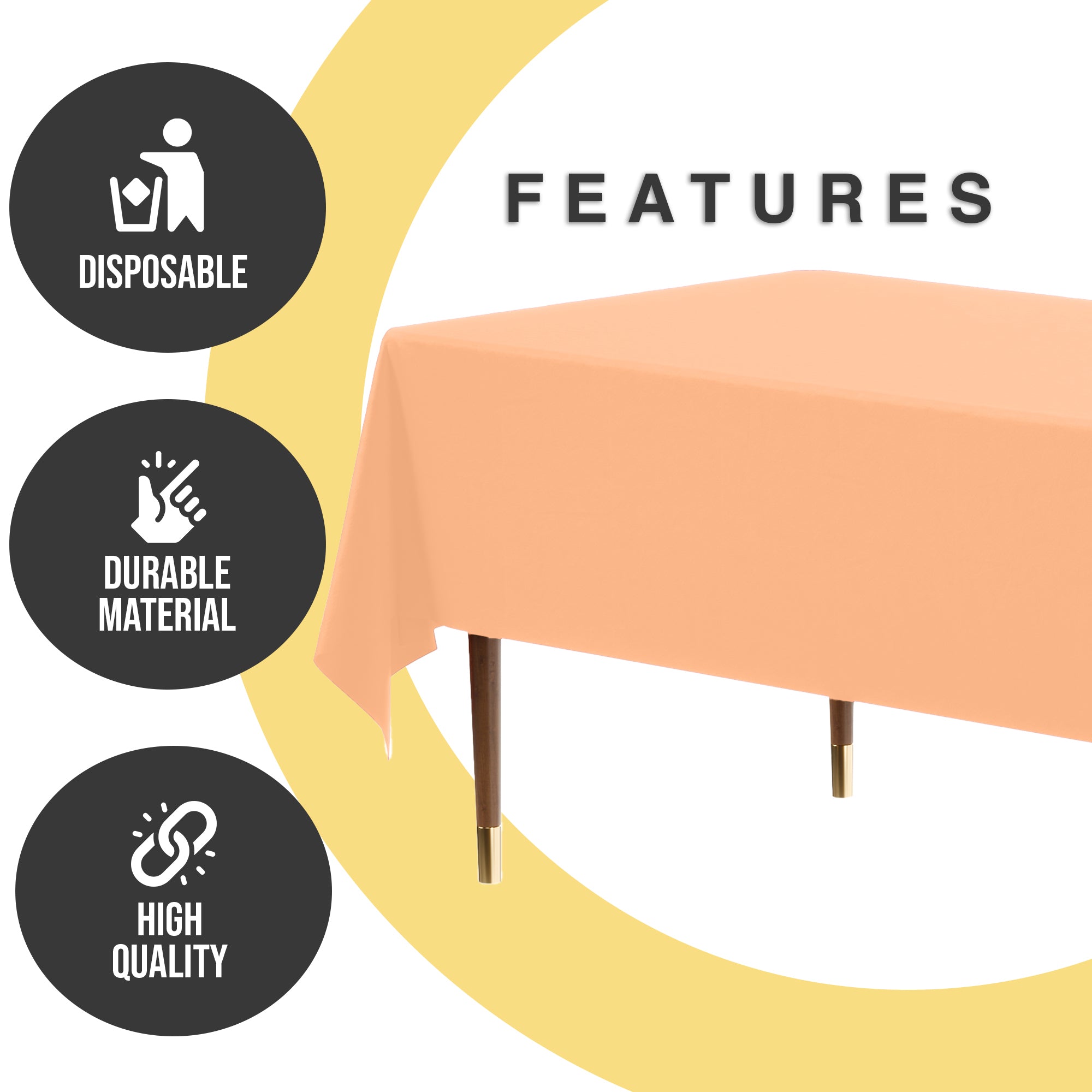 Premium Peach Plastic Table Cover | 54 in. x 108 in.