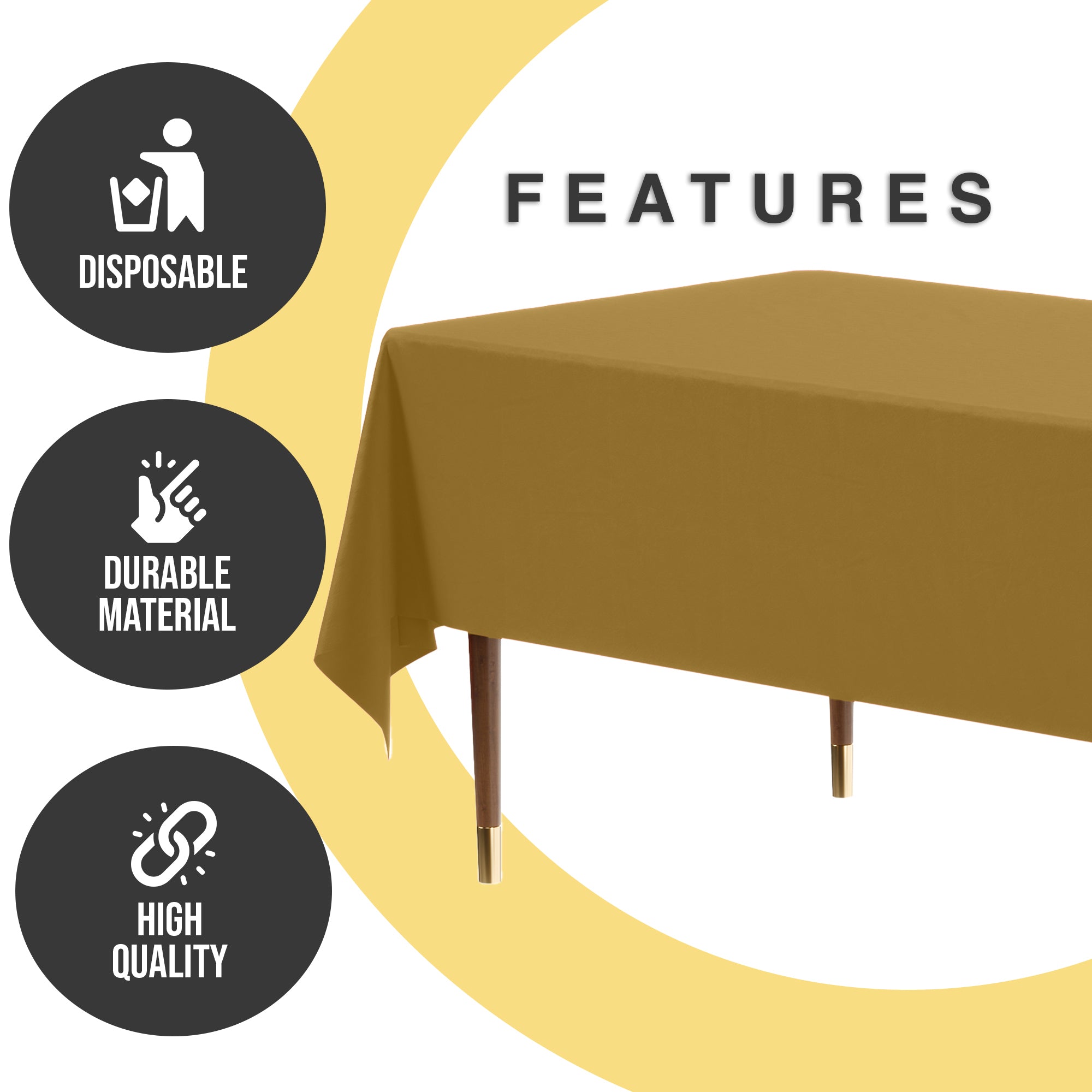 Premium Gold Plastic Table Cover | 54 in. x 108 in.