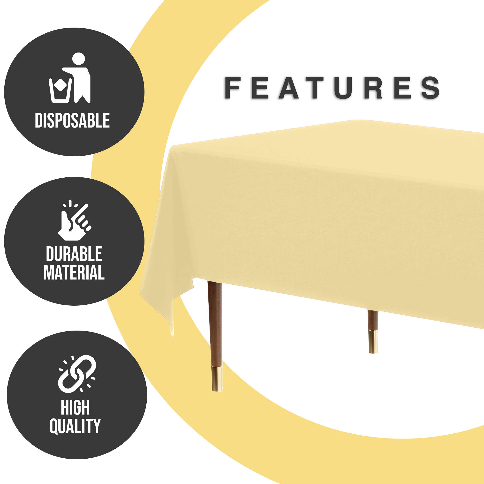 Premium Light Yellow Plastic Table Cover | 54 in. x 108 in.