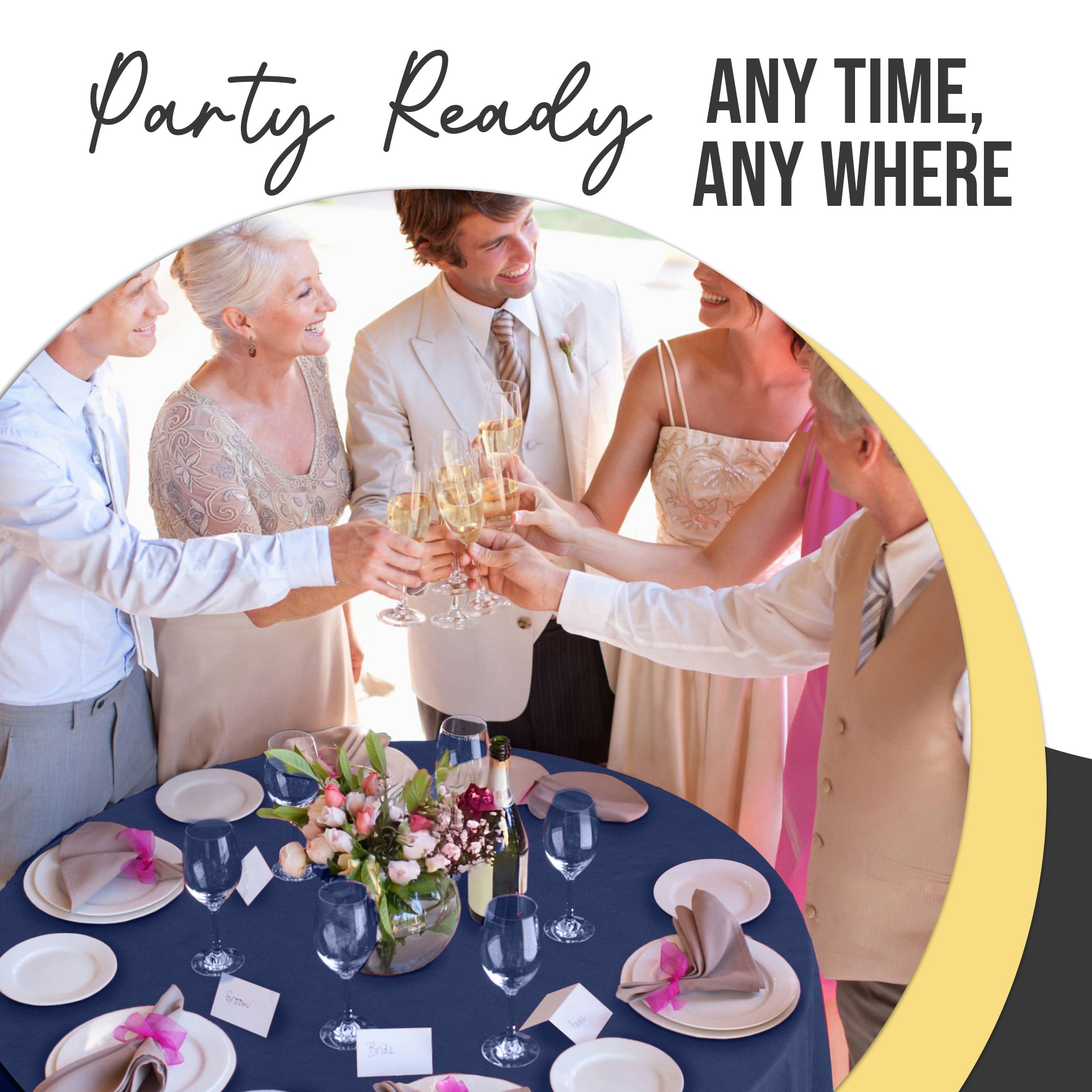 Premium Round Navy Blue Plastic Table Cover | 84 in. | Case of 96