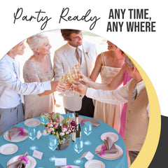 Premium Round Sky Blue Plastic Table Covers | 12 Pack | 84 in.