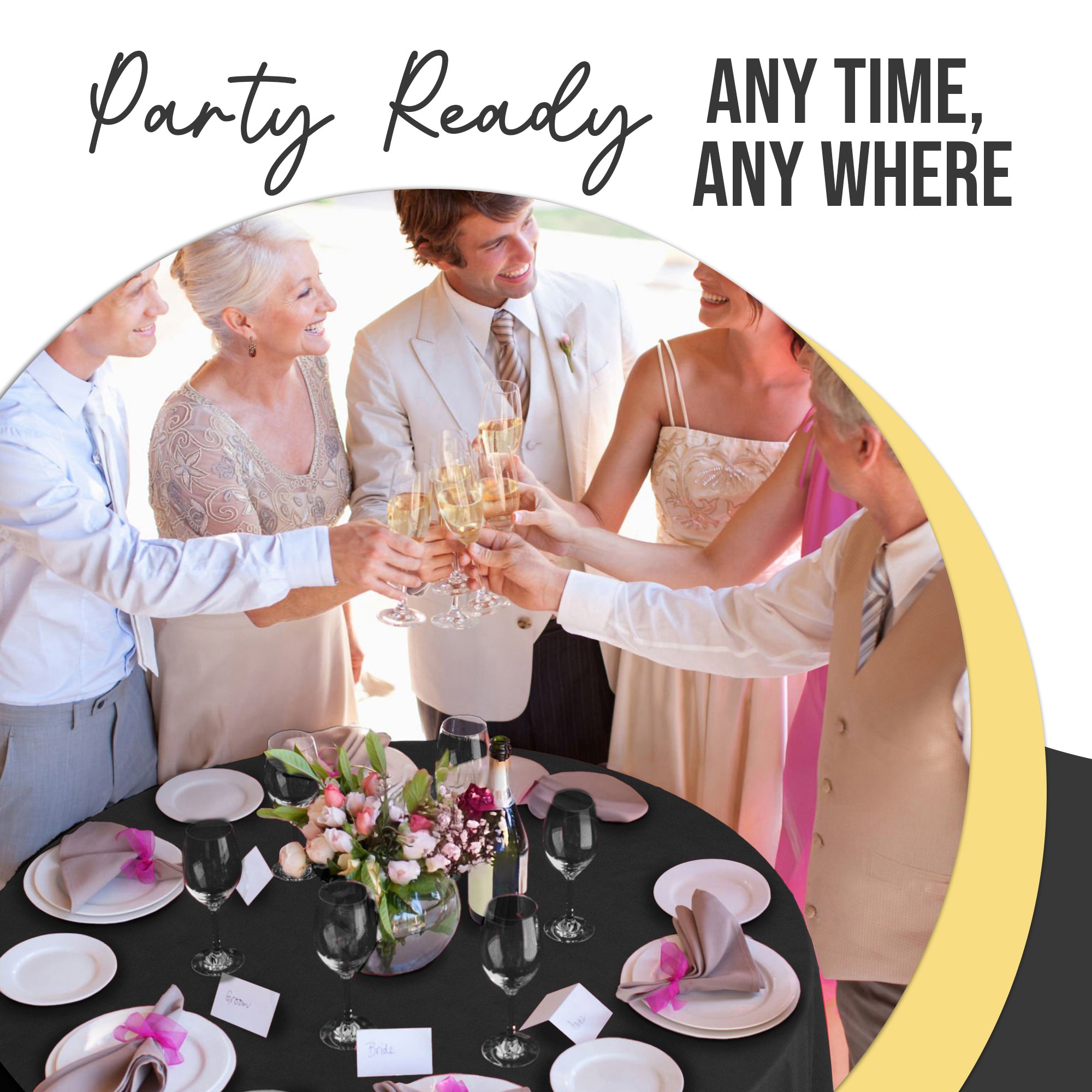 Premium Round Black Plastic Table Cover | 84 in.
