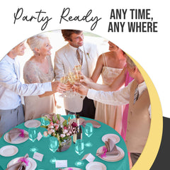 Premium Round Teal Plastic Table Covers | 12 Pack | 84 in.