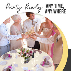 Premium Round Ivory Plastic Table Cover | 84 in.