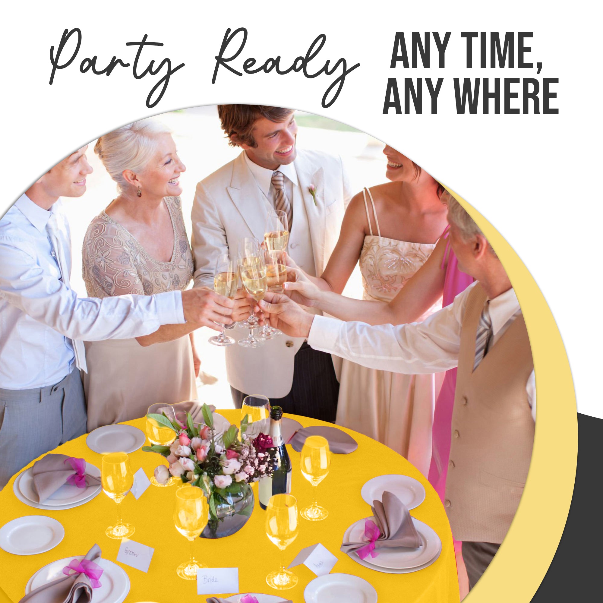 Premium Round Yellow Plastic Table Cover | 84 in.