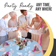 Premium Round Light Blue Plastic Table Cover | 84 in. | Case of 96