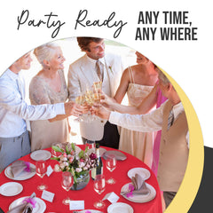 Premium Round Red Plastic Table Covers | 6 Pack | 84 in.
