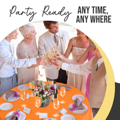 Premium Round Orange Plastic Table Covers | 12 Pack | 84 in.