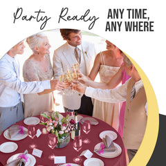 Premium Round Burgundy Plastic Table Covers | 6 Pack | 84 in.