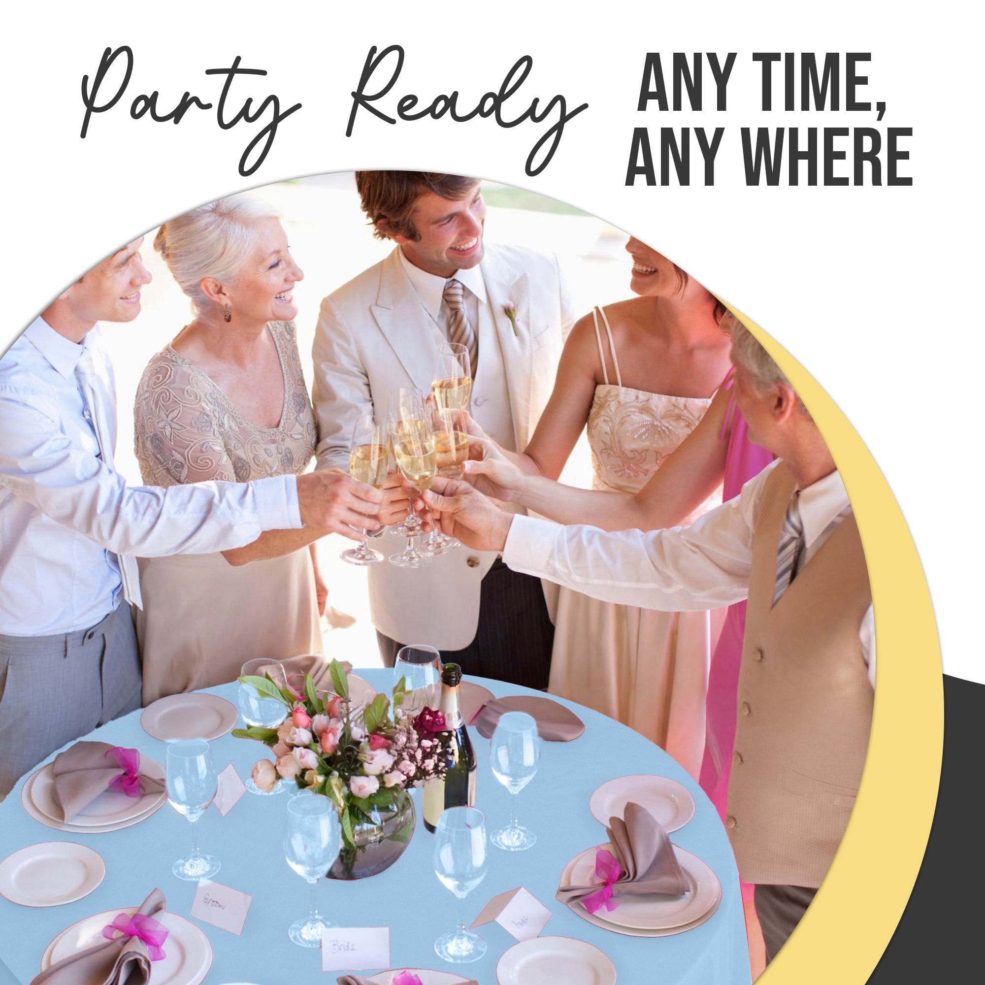 Premium Round Light Blue Plastic Table Cover | 84 in.